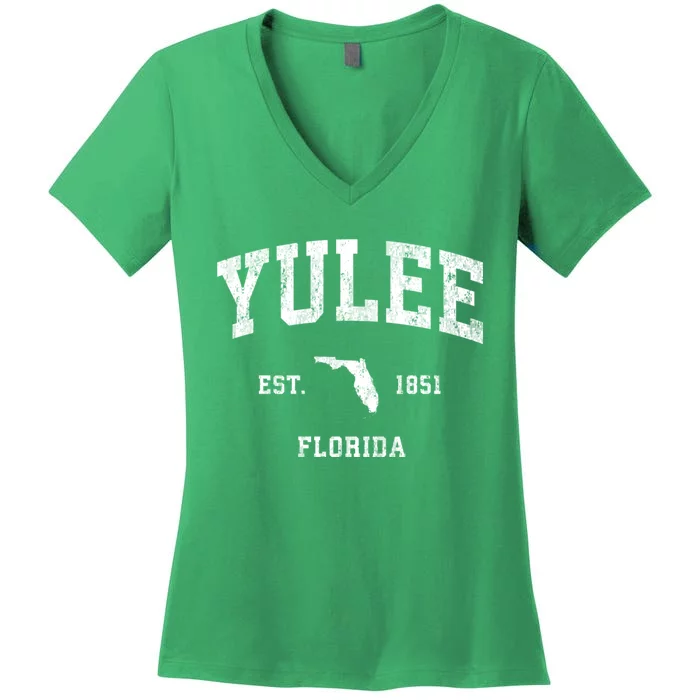 Yulee Florida Fl Vintage Athletic Women's V-Neck T-Shirt