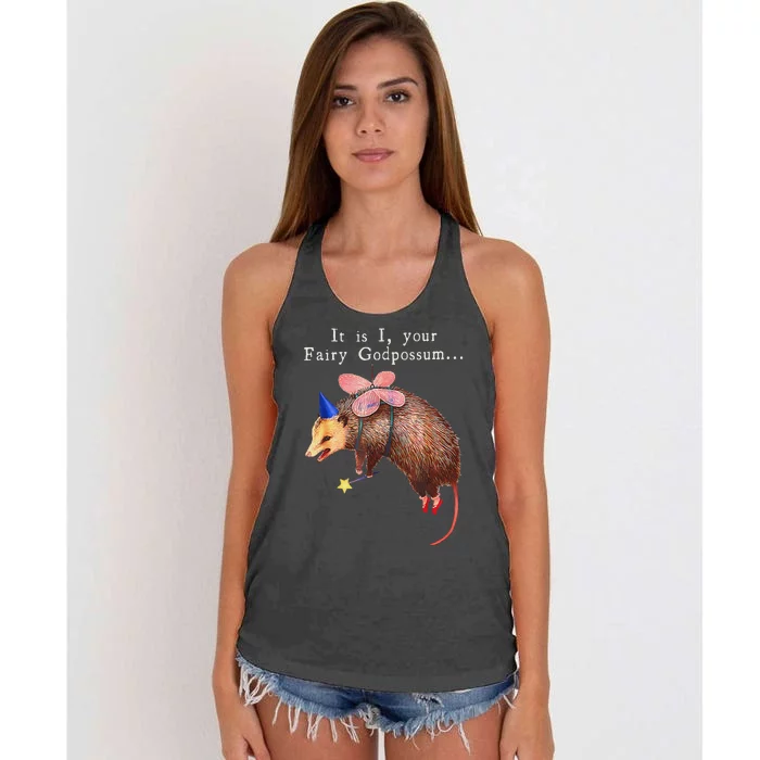 Your Fairy God Possum Funny Opossum Women's Knotted Racerback Tank