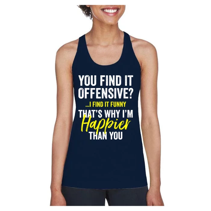 You Find It Offensive I Find It Funny Humorous Graphic Women's Racerback Tank