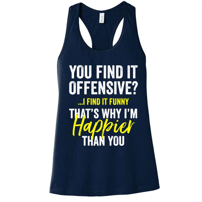 You Find It Offensive I Find It Funny Humorous Graphic Women's Racerback Tank