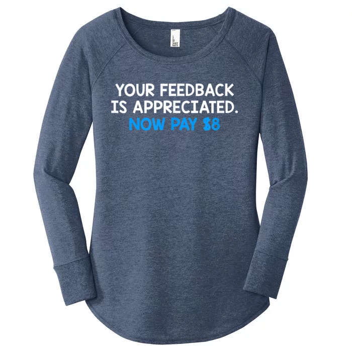 Your Feedback Is Appreciated Now Pay $8 Women's Perfect Tri Tunic Long Sleeve Shirt