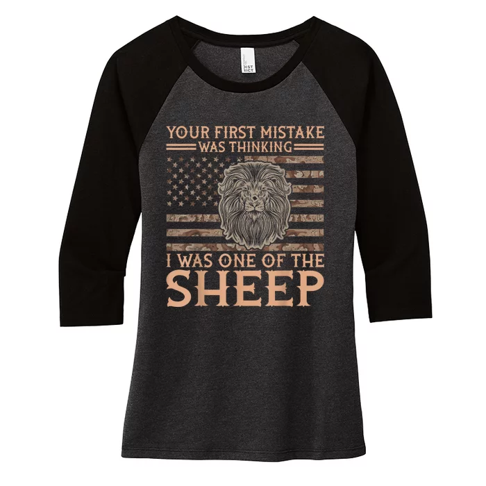 Your First Mistake Was Thinking I Was A Patriotic Flag Women's Tri-Blend 3/4-Sleeve Raglan Shirt