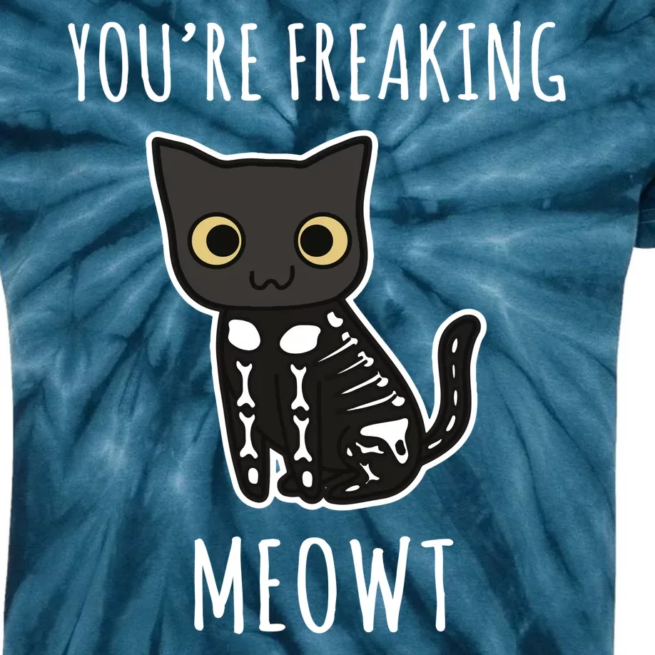 Youre Freaking Meowt Cat Kids Tie-Dye T-Shirt