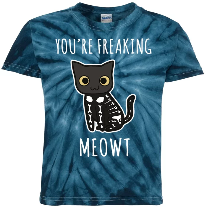 Youre Freaking Meowt Cat Kids Tie-Dye T-Shirt