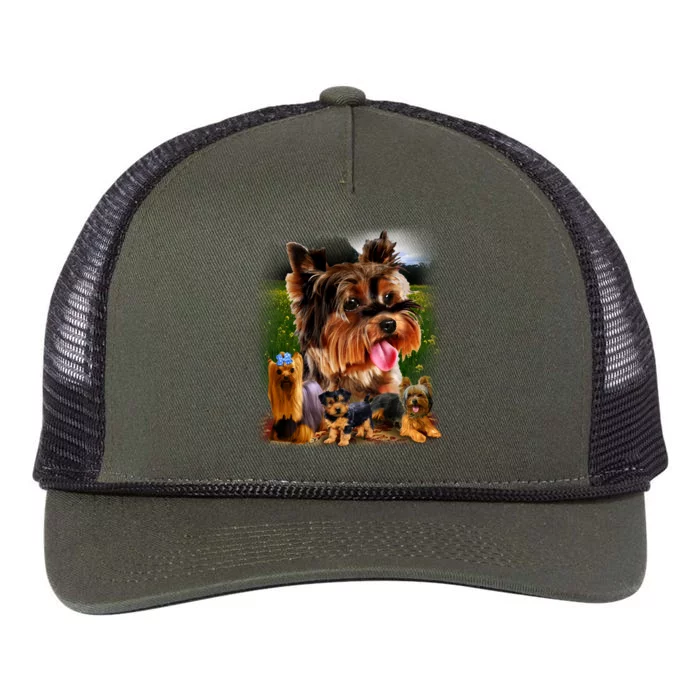 Yorkie Family Of Dogs Portrait Retro Rope Trucker Hat Cap