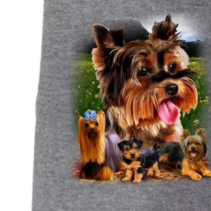 Yorkie Family Of Dogs Portrait Doggie 3-End Fleece Hoodie