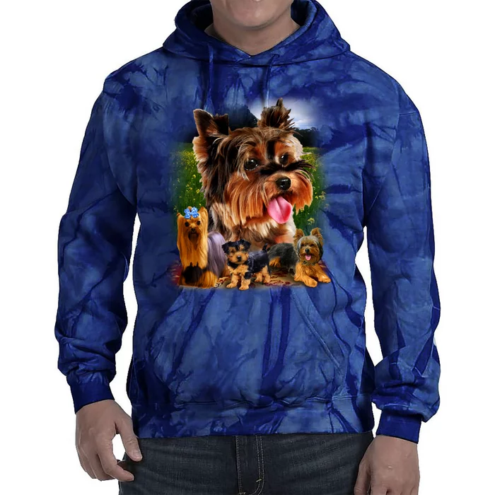 Yorkie Family Of Dogs Portrait Tie Dye Hoodie