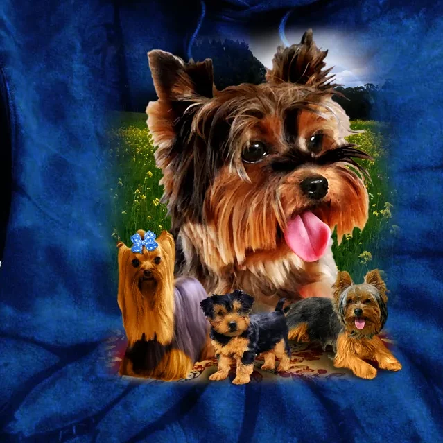 Yorkie Family Of Dogs Portrait Tie Dye Hoodie