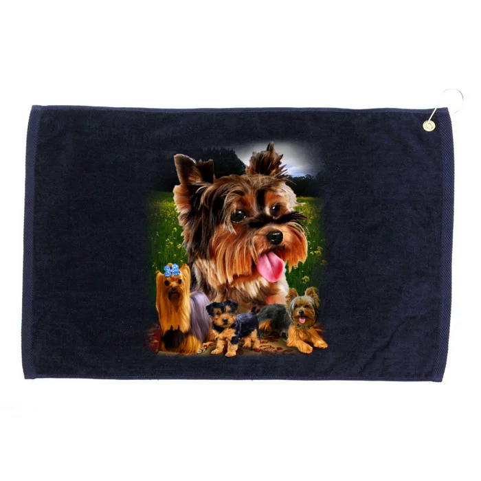 Yorkie Family Of Dogs Portrait Grommeted Golf Towel