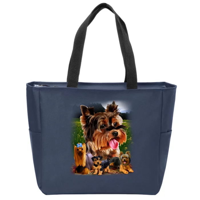 Yorkie Family Of Dogs Portrait Zip Tote Bag