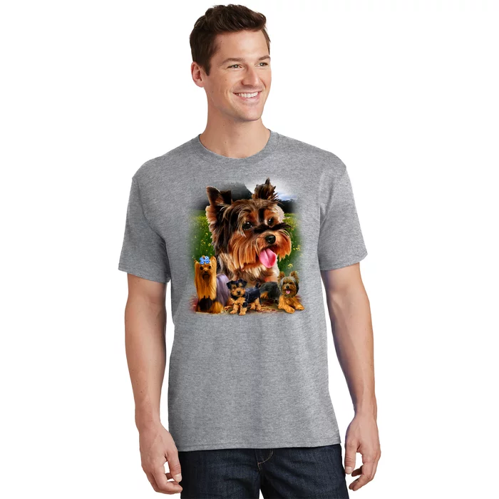 Yorkie Family Of Dogs Portrait T-Shirt