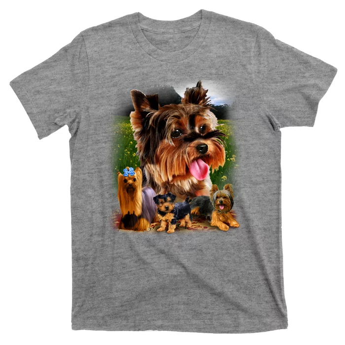 Yorkie Family Of Dogs Portrait T-Shirt