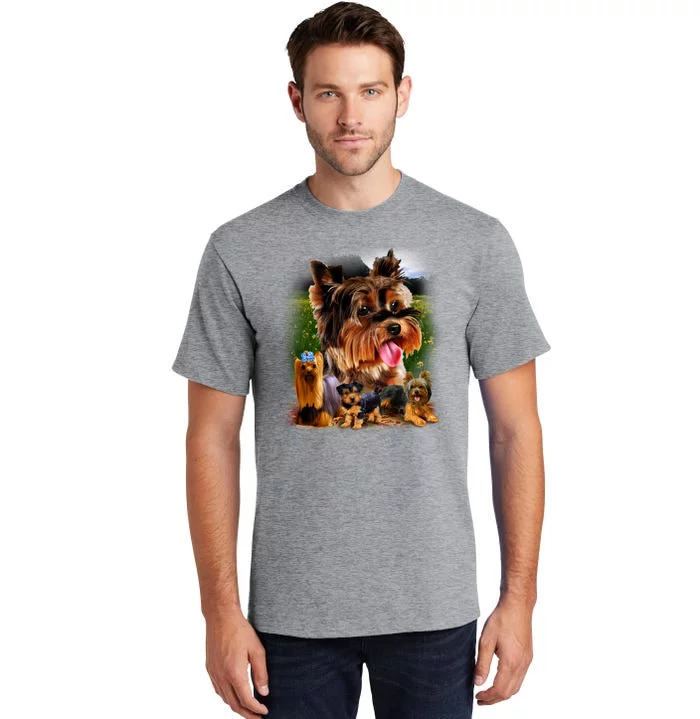 Yorkie Family Of Dogs Portrait Tall T-Shirt