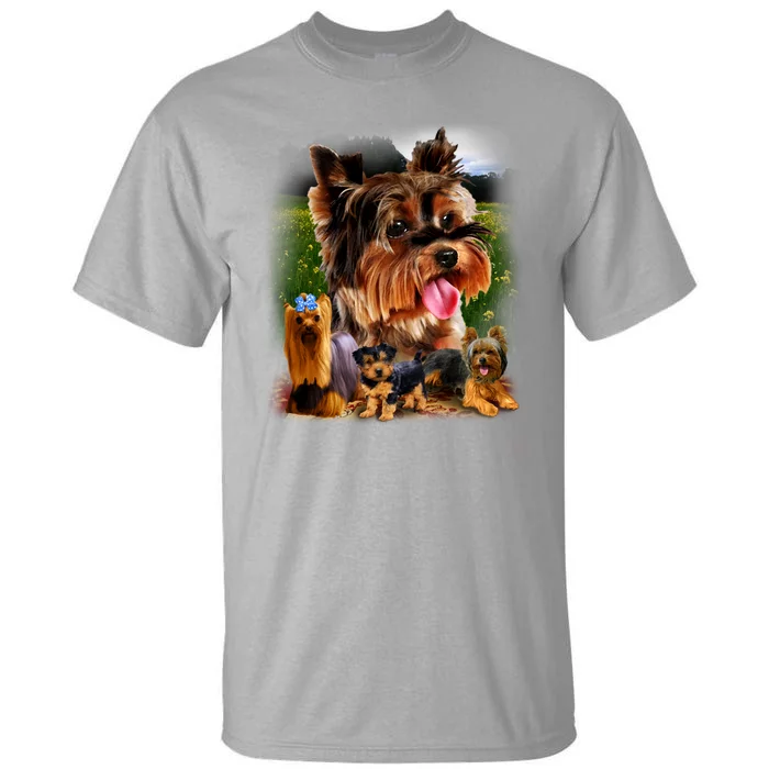 Yorkie Family Of Dogs Portrait Tall T-Shirt