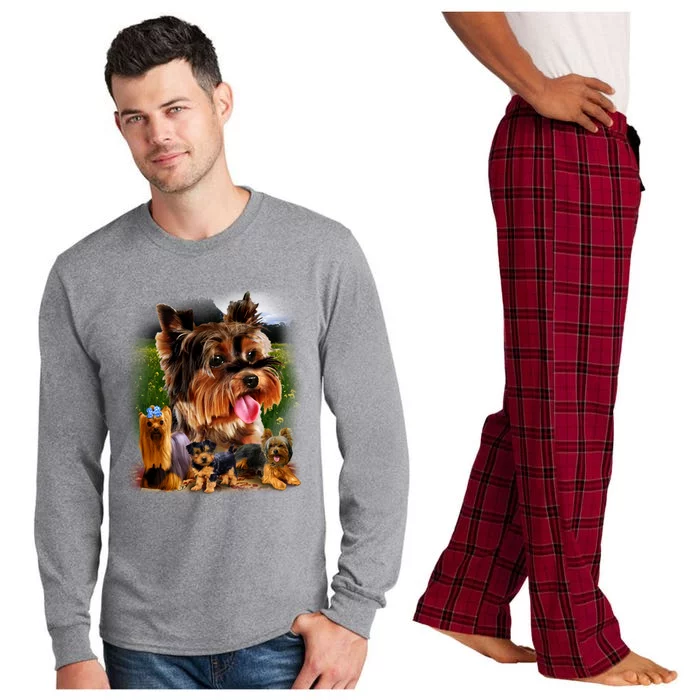 Yorkie Family Of Dogs Portrait Long Sleeve Pajama Set