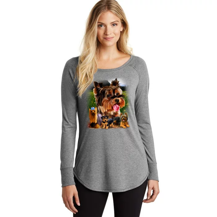 Yorkie Family Of Dogs Portrait Women's Perfect Tri Tunic Long Sleeve Shirt