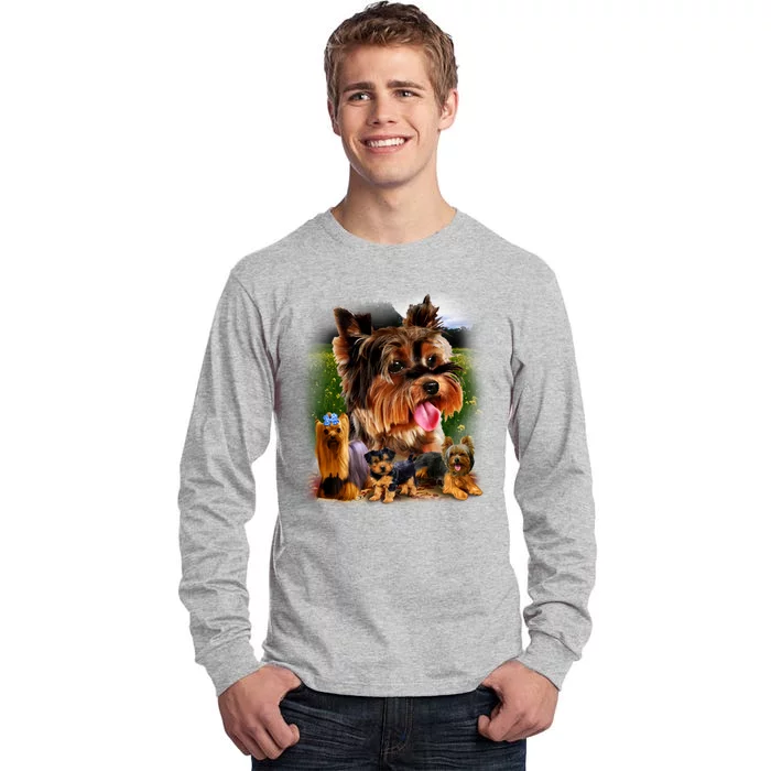 Yorkie Family Of Dogs Portrait Tall Long Sleeve T-Shirt