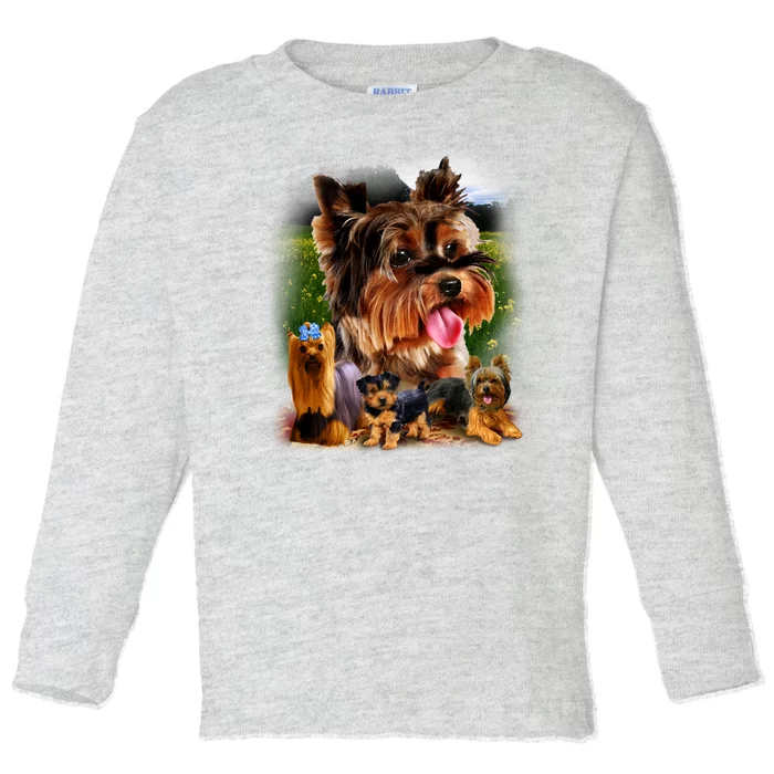 Yorkie Family Of Dogs Portrait Toddler Long Sleeve Shirt