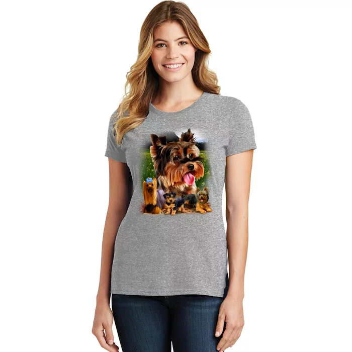 Yorkie Family Of Dogs Portrait Women's T-Shirt