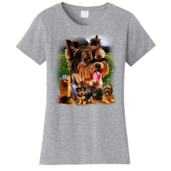 Yorkie Family Of Dogs Portrait Women's T-Shirt