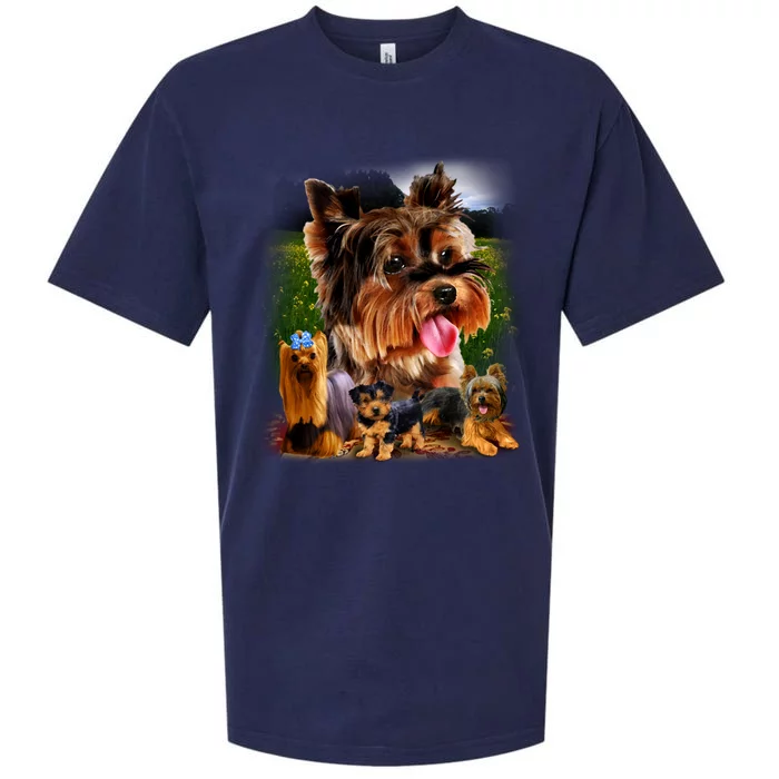 Yorkie Family Of Dogs Portrait Sueded Cloud Jersey T-Shirt