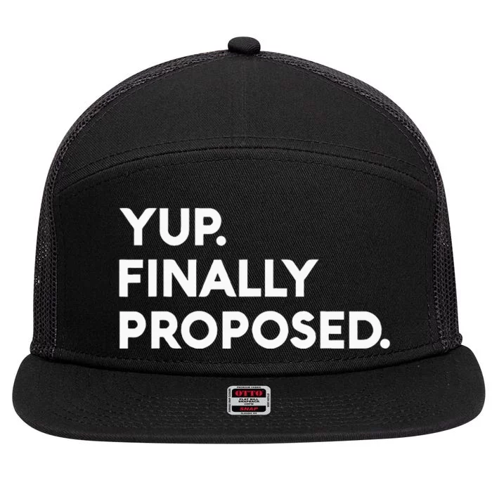 Yup Finally Proposed Engaged Marriage Engagement Bachelor 7 Panel Mesh Trucker Snapback Hat