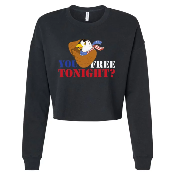 You free tonight USA Eagle Of Freedom 4th of July Cropped Pullover Crew