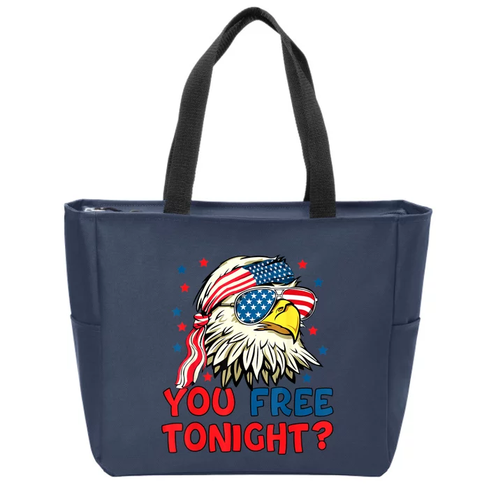 You Free Tonight Bald Eagle Mullet American Flag 4th Of July Zip Tote Bag