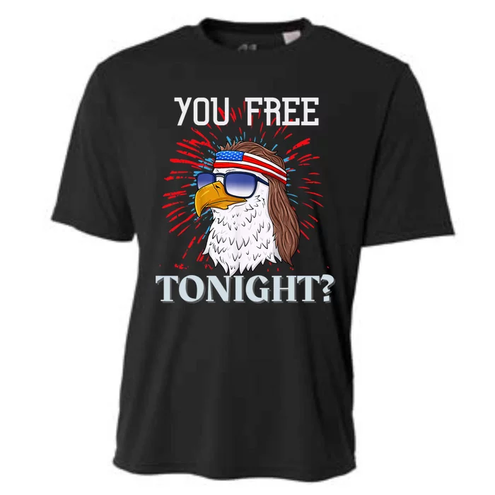 You Free Tonight Bald Eagle Mullet American Flag 4th Of July Cooling Performance Crew T-Shirt