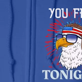 You Free Tonight Bald Eagle Mullet American Flag 4th Of July Full Zip Hoodie