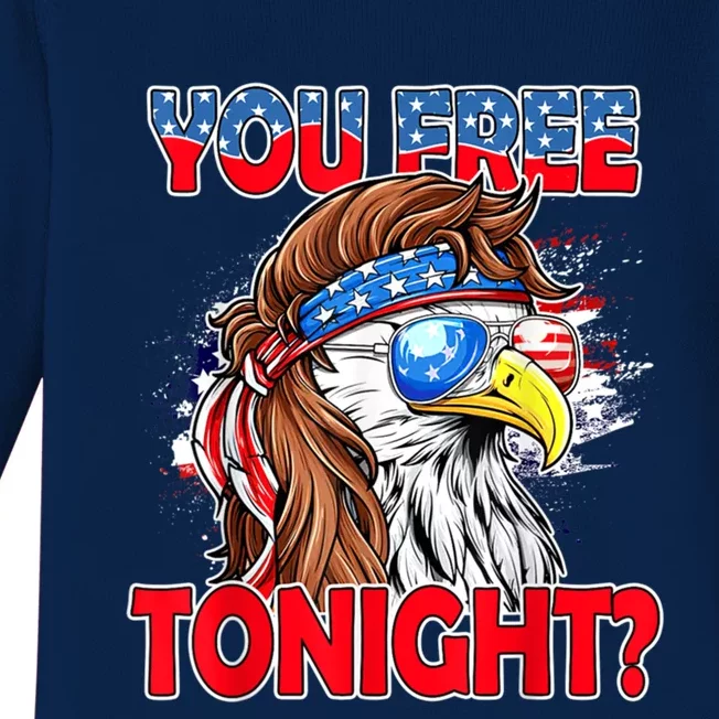 You Free Tonight Usa American Flag Patriotic Eagle Mullet Gift Baby Long Sleeve Bodysuit