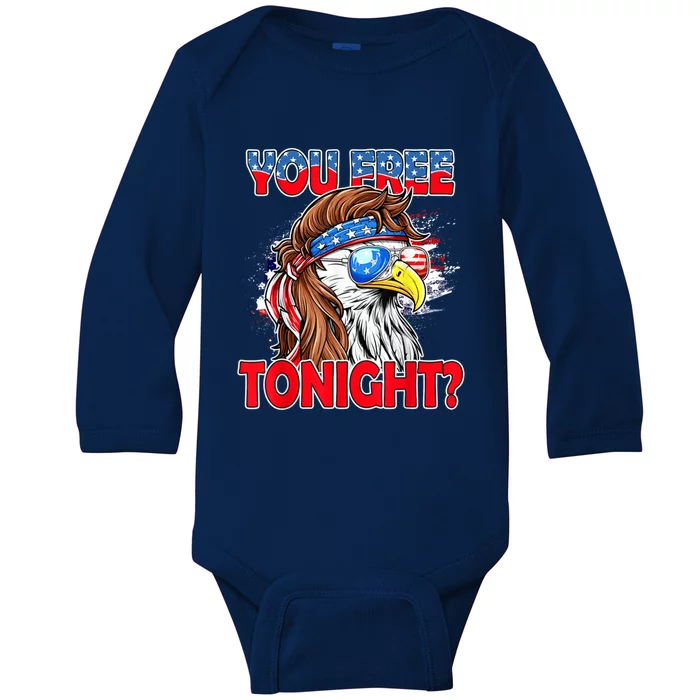 You Free Tonight Usa American Flag Patriotic Eagle Mullet Gift Baby Long Sleeve Bodysuit