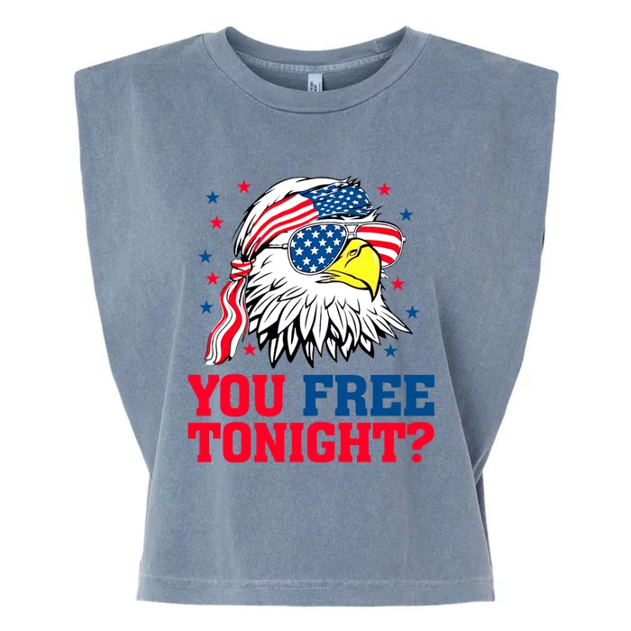 You Free Tonight Bald Eagle Mullet American Flag 4th Of July Garment-Dyed Women's Muscle Tee