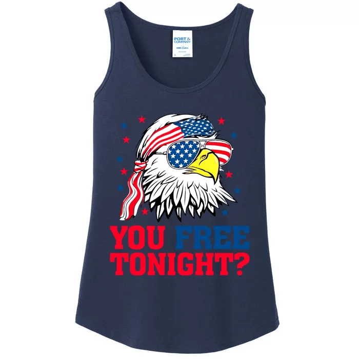 You Free Tonight Bald Eagle Mullet American Flag 4th Of July Ladies Essential Tank