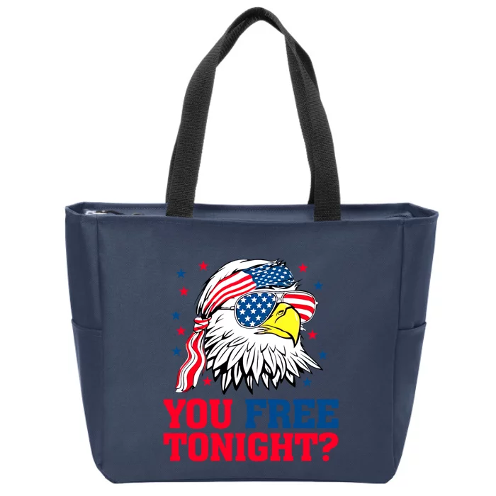 You Free Tonight Bald Eagle Mullet American Flag 4th Of July Zip Tote Bag