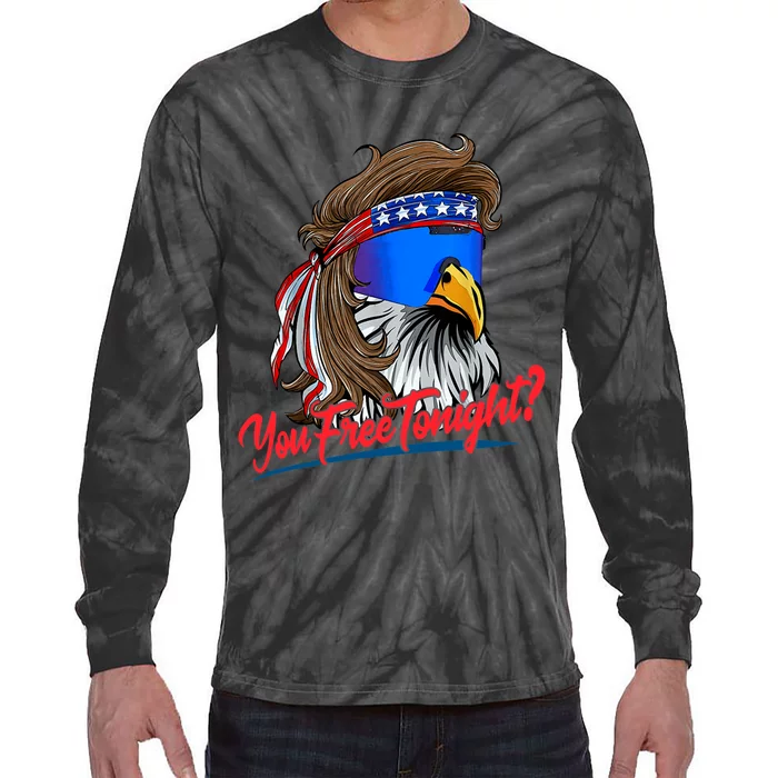 You Free Tonight Bald Eagle Mullet American Flag 4th Of July Tie-Dye Long Sleeve Shirt