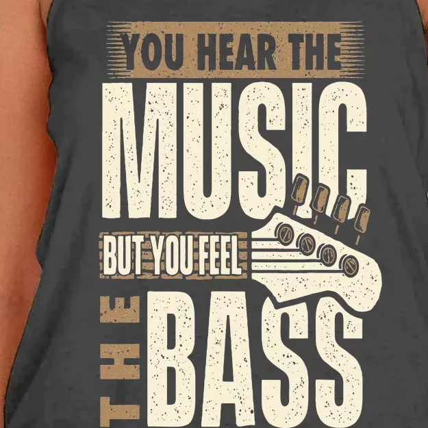 You Feel The Bass Bassist Bass Guitar Player Guitarist Women's Knotted Racerback Tank