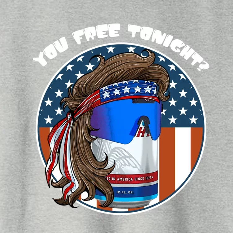 You Free Tonight? Mullet Beer American 4th Of July Gift Women's Crop Top Tee