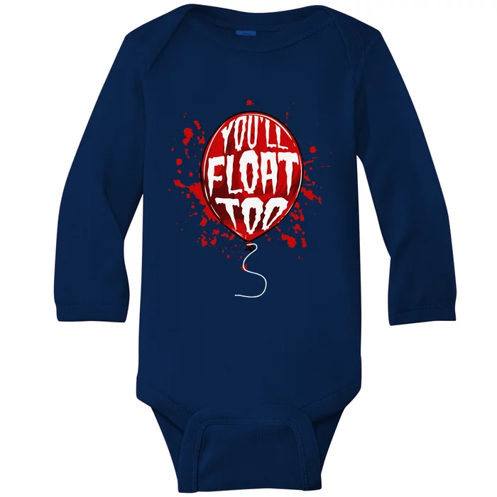 Youll Float Too Halloween Red Balloon Horror Baby Long Sleeve Bodysuit