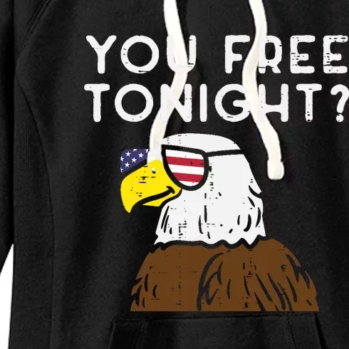 You Free Tonight Bald Eagle US Flag Sunglasses 4th of July Women's Fleece Hoodie