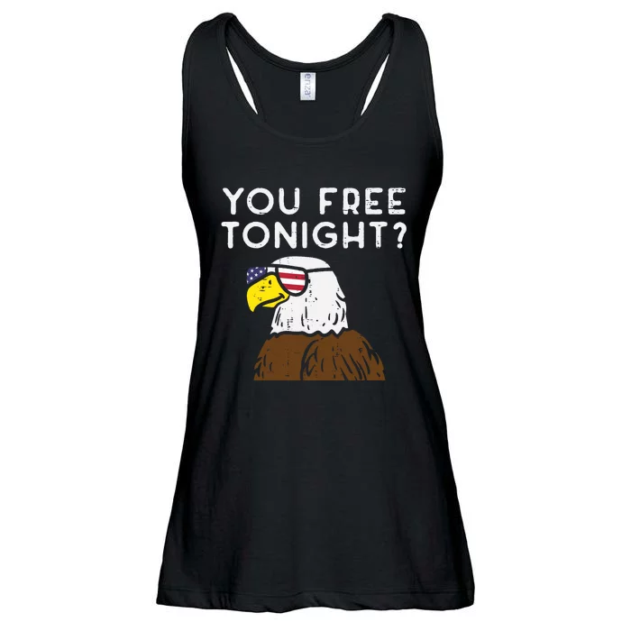 You Free Tonight Bald Eagle US Flag Sunglasses 4th of July Ladies Essential Flowy Tank