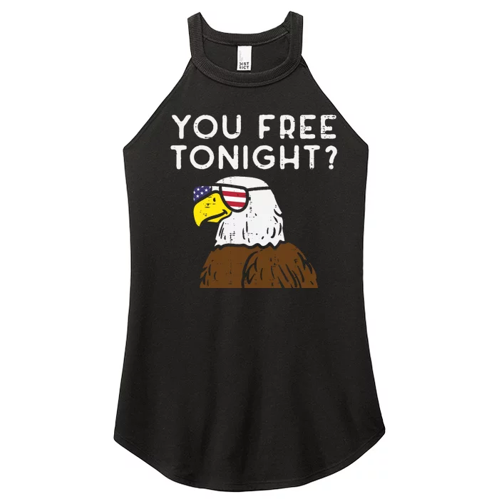 You Free Tonight Bald Eagle US Flag Sunglasses 4th of July Women’s Perfect Tri Rocker Tank