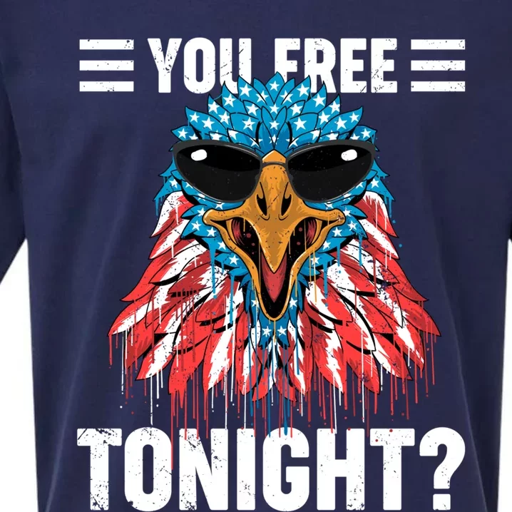 You Free Tonight Bald Eagle American Flag Happy 4th Of July Gift Sueded Cloud Jersey T-Shirt