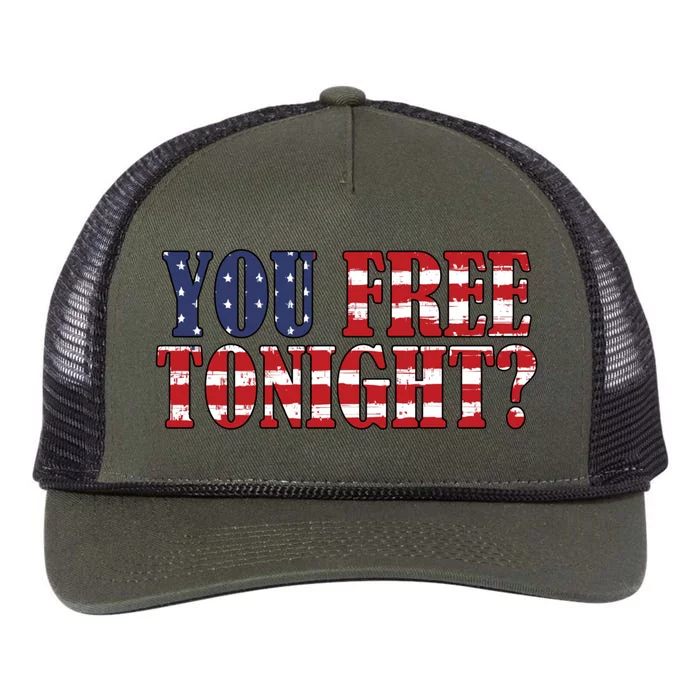 You Free Tonight American Freedom Gift Retro Rope Trucker Hat Cap