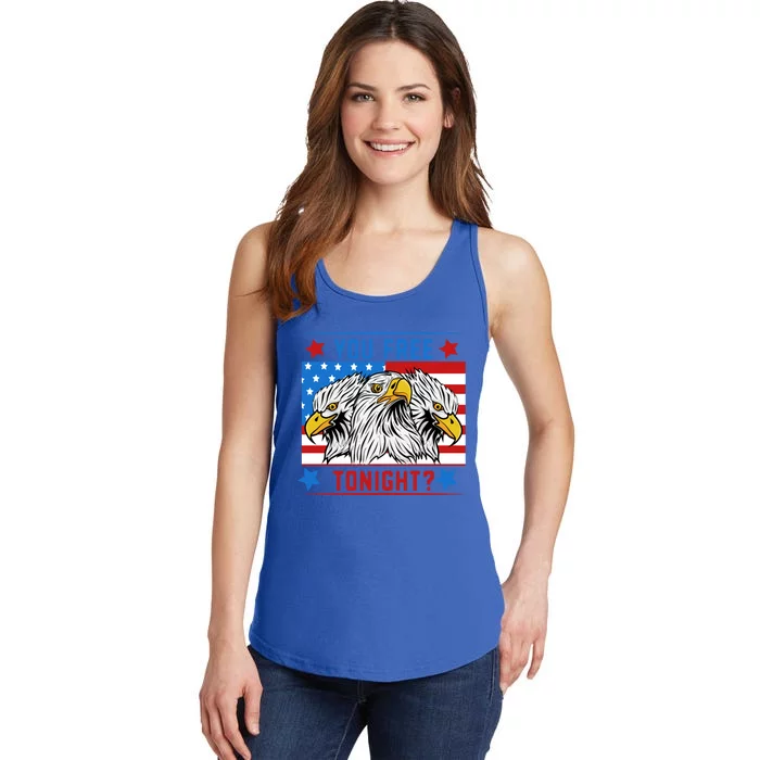 You Free Tonight American Flag Patriotic Eagle 4th July Gift Ladies Essential Tank