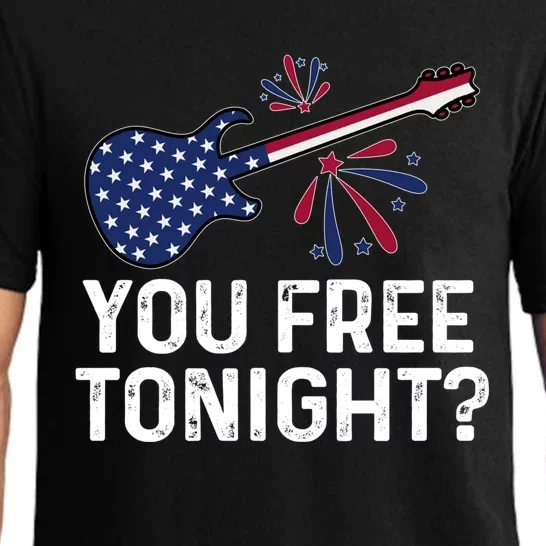 You Free Tonight Usa Patriotic Flag Guitar Party 4th Of July Gift Pajama Set