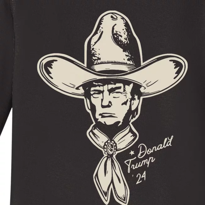 Yeehawin For Trump 2024 Punchy Western Political Humor Vote Baby Long Sleeve Bodysuit