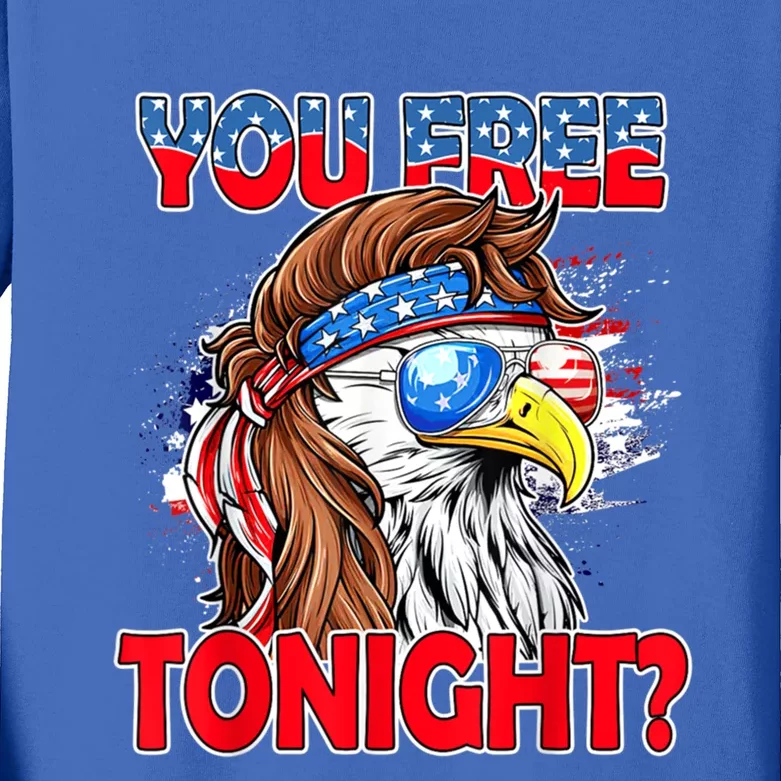 You Free Tonight Usa American Flag Patriotic Eagle Mullet Funny Gift Kids Long Sleeve Shirt