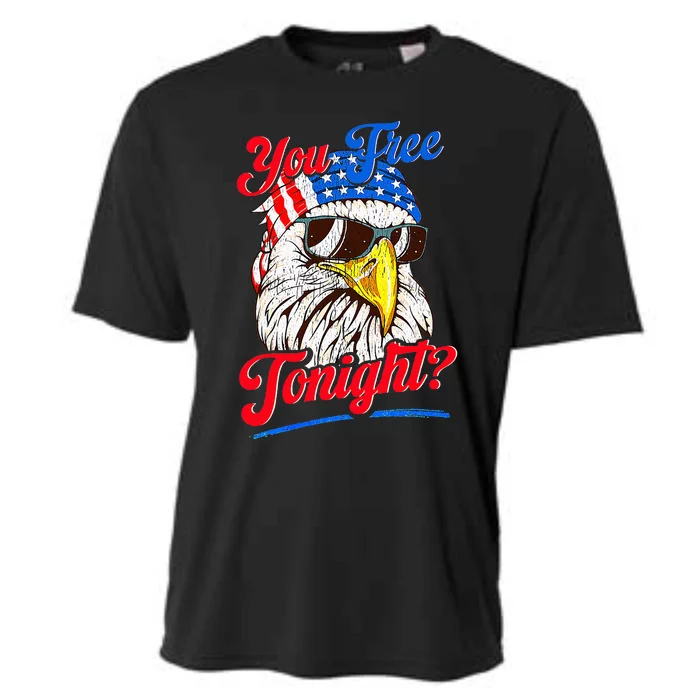 You Free Tonight Bald Eagle Mullet American Flag 4th Of July Cooling Performance Crew T-Shirt