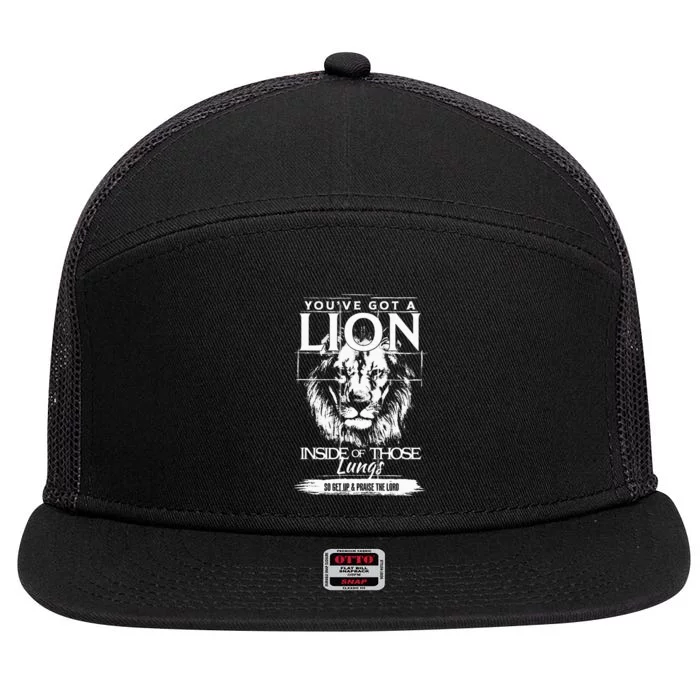 YouVe Got A Lion Inside Of Those Lungs Christian Religious 7 Panel Mesh Trucker Snapback Hat